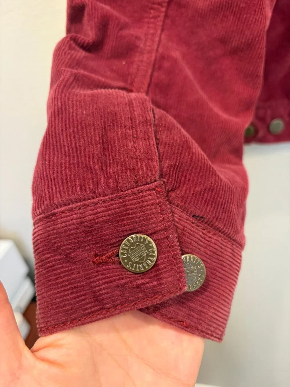 Carhartt Rare Burgundy Corduroy Sherpa Lined Jacket Small 4/6 Trucker Utility - Picture 7 of 15